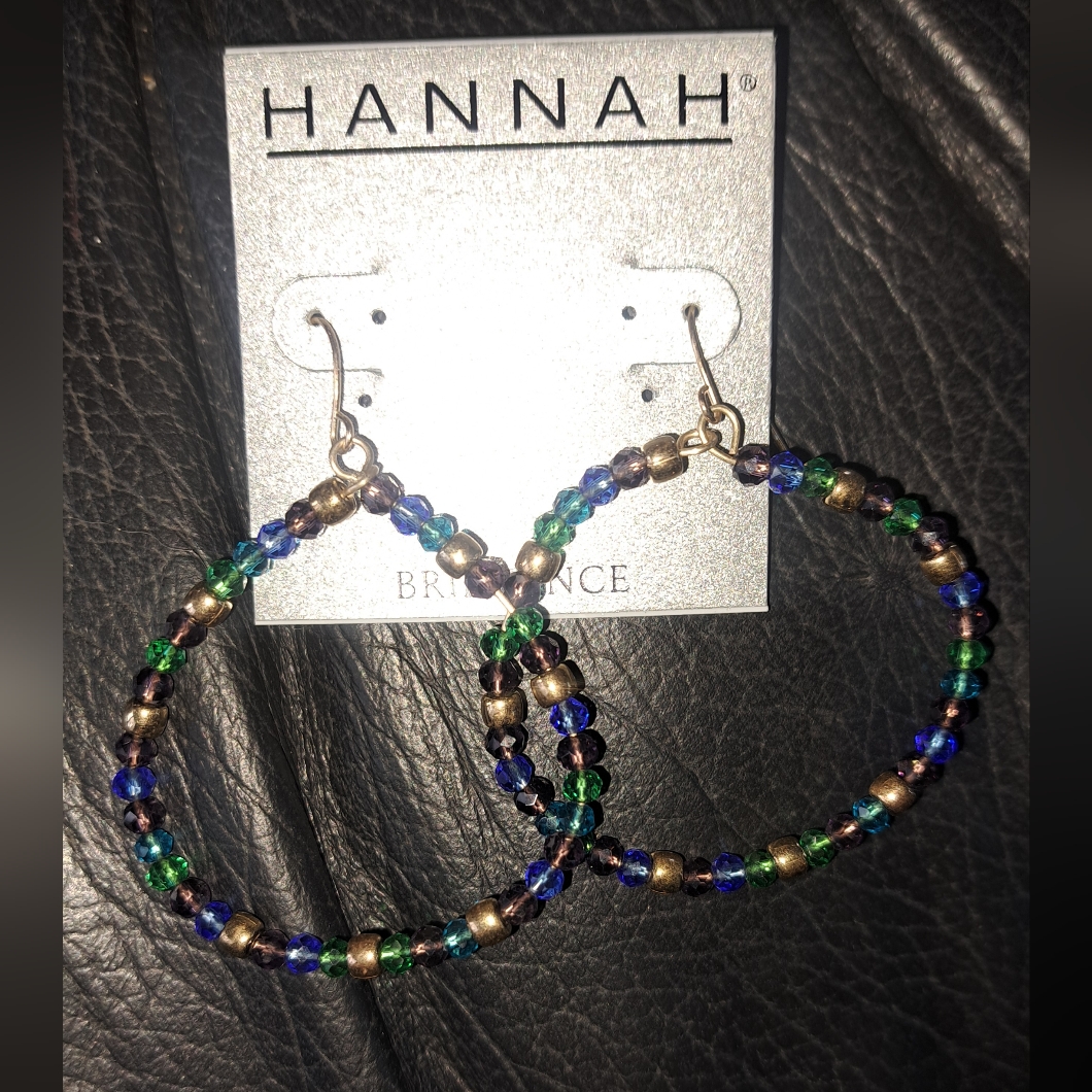 Hannah Brilliance Multi-Color Beaded Hoop Earrings 6$